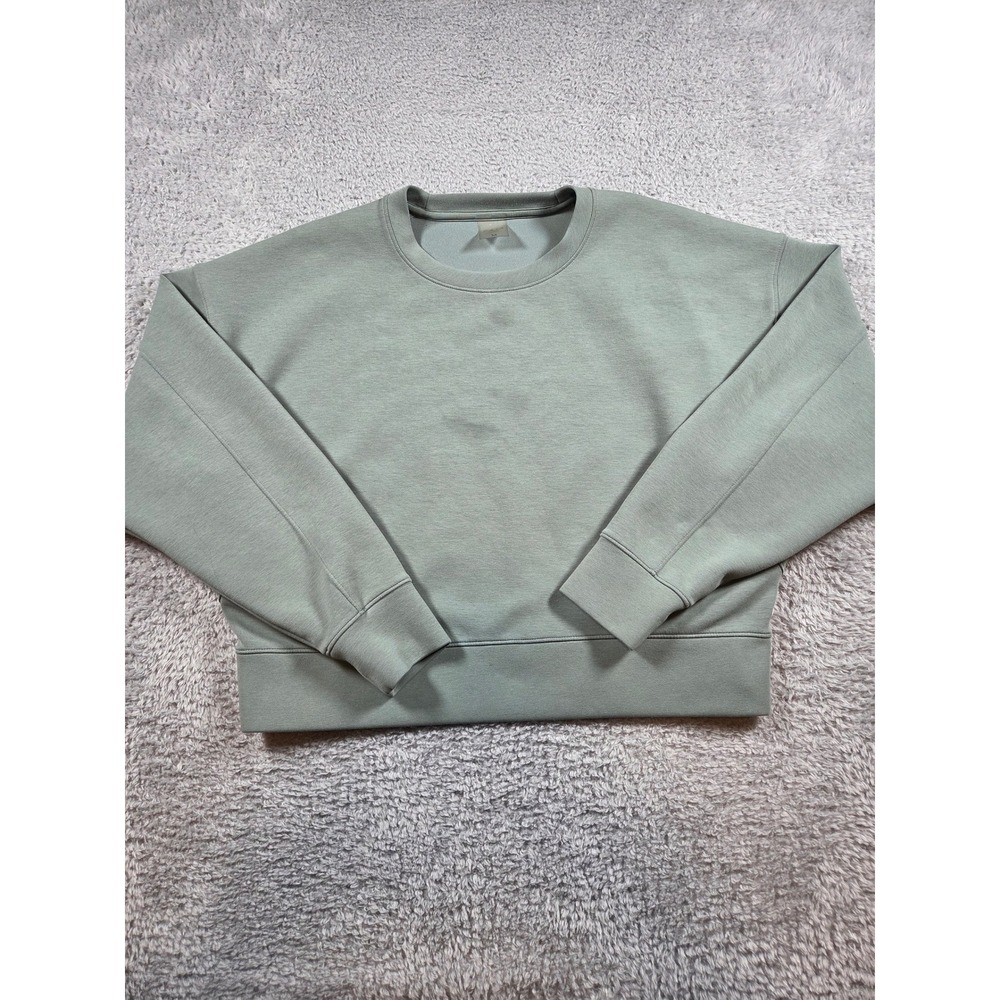 CALIA Sweatshirt Medium Sage Green Womens Relaxed Cropped Crewneck Pockets